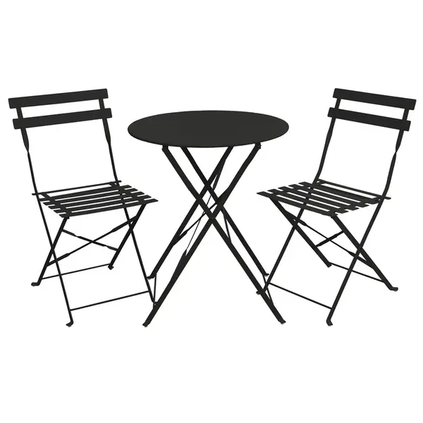 Set Bistro Flair - mobilier terasa gradina, 2 scaune + masa, otel vopsit - NEGRU - Default Title