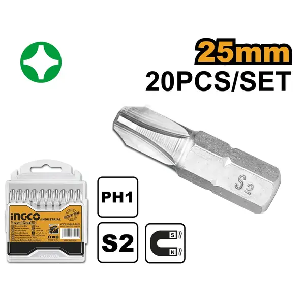Set Biti PH1 Scurti 20buc INGCO SDB11PH113