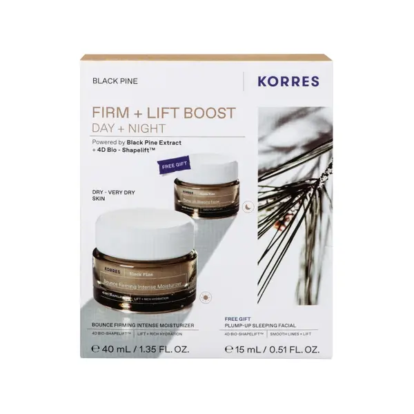 Set BlackPine Crema de zi pentru ten uscat 40ml + Crema de noapte 15ml, Korres