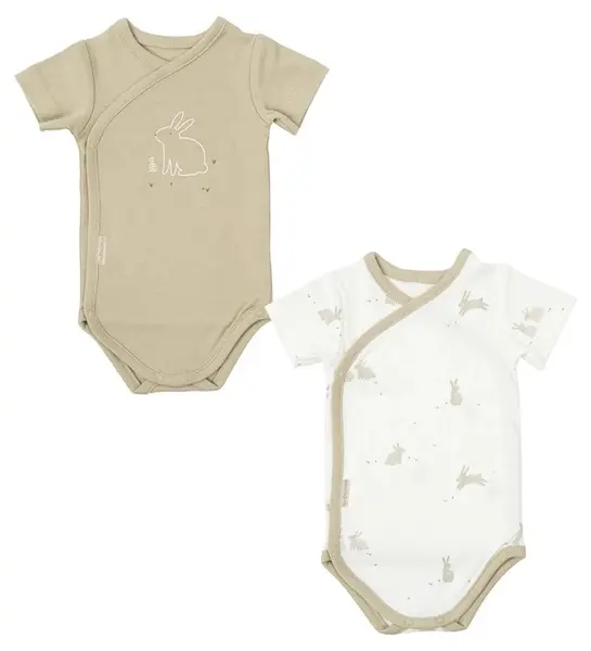 Set body-uri pentru bebeluși cu mânecă scurtă Bimbidreams - Bunny, 2 bucăți, 0-1 luni