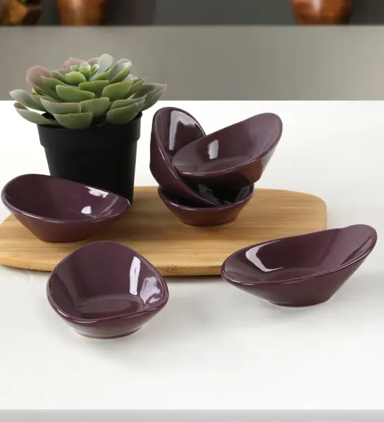 Set boluri de sos din ceramica (6 bucati) Mayd200 Violet 12x7.9x3 cm