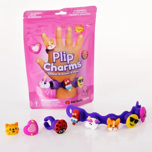 Set Bratara si inel cu talismane pop-it Plip Charms, roz