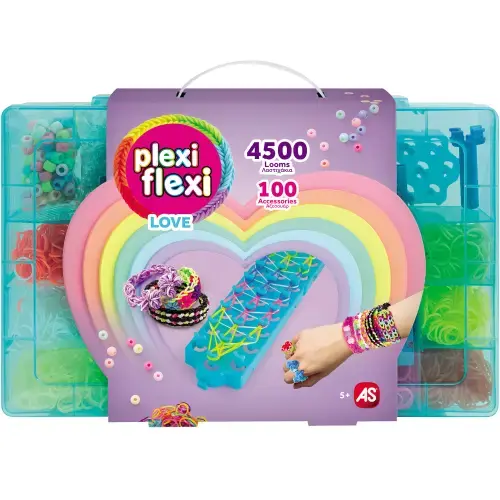 Set bratari elastice HappiHabbi Plexi Flexi Love, 4500 elastice, 100 accesorii