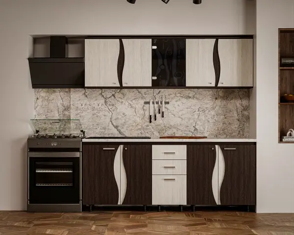 Set Bucatarie CIP 3S C1 Wenge Alb Hacienda 200x60x200 cm