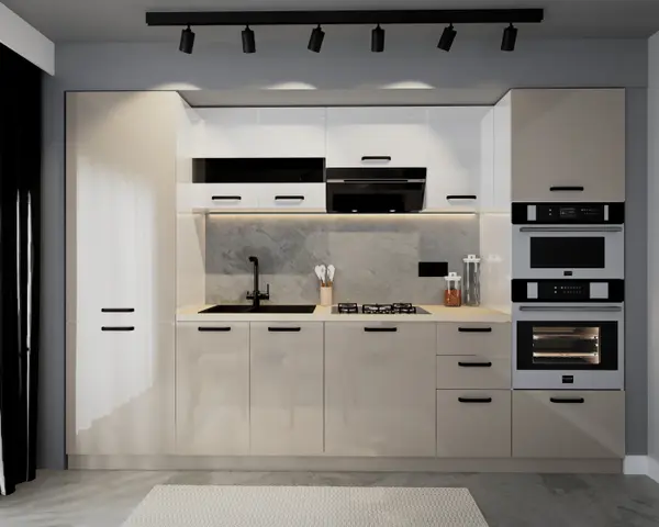 Set Bucatarie Daria MDF Alb Cappuccino 303x60x200 cm