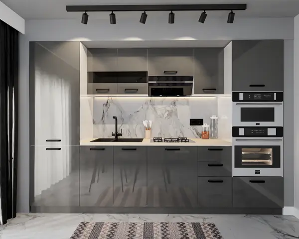 Set Bucatarie Daria MDF Antracit 303x60x200 cm