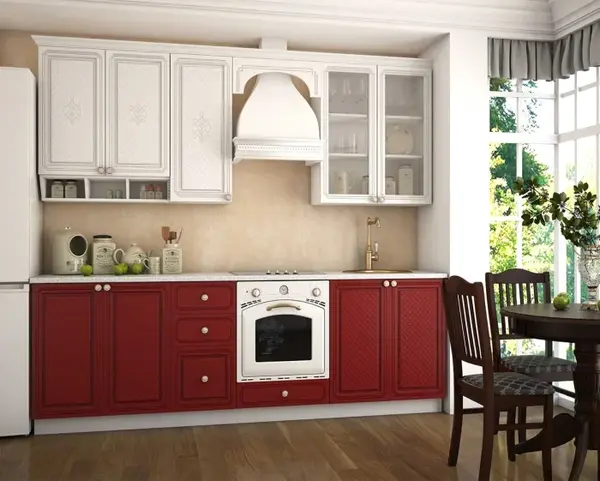 Set Bucatarie Versailles MDF Rosu 260x60x200cm