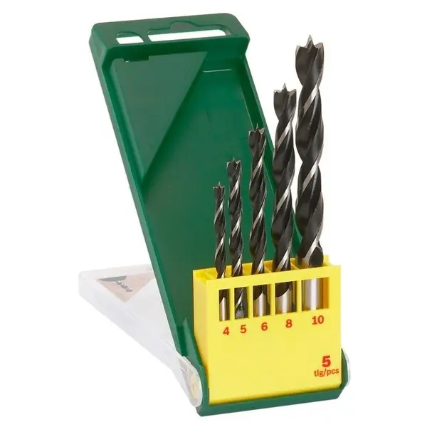 Set burghie lemn cu varf ascutit, Bosch 2607019440, 4-10 mm, tija cilindrica, 5 bucati
