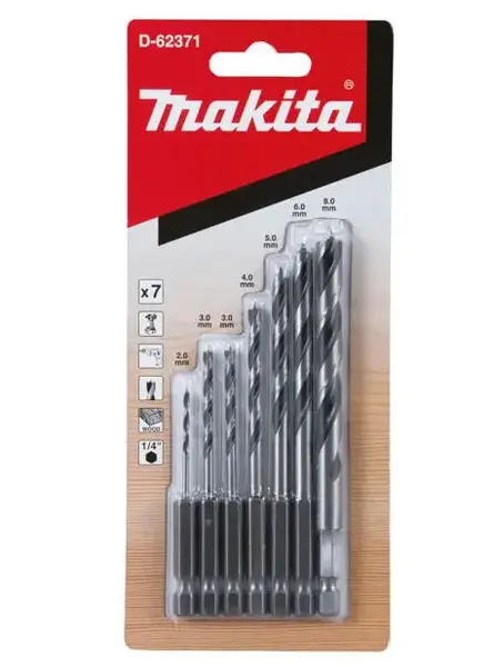 Set burghie pentru lemn Makita D-62371, 7 buc.