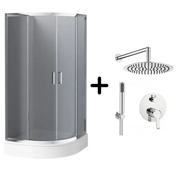Set cabina dus semirotunda 90x90 cm cu baterie dus incastrata Arnika