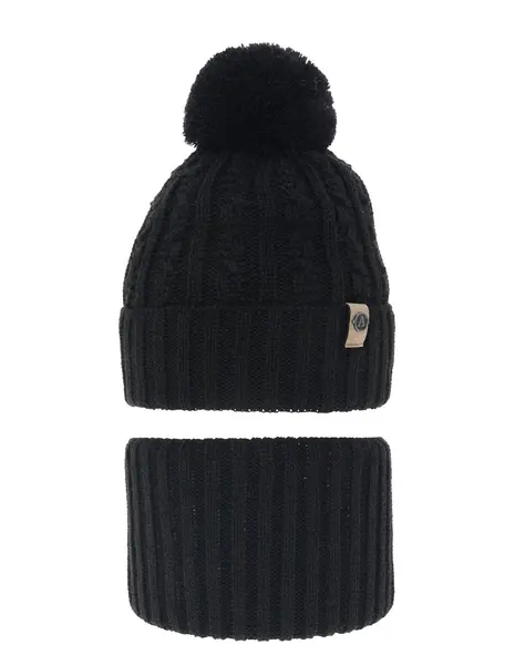 Set caciula cu burlan Almond negru