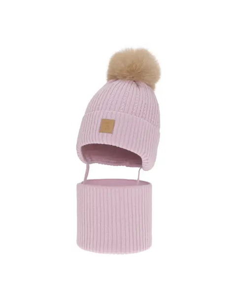 Set caciula cu fular circular Betty roz