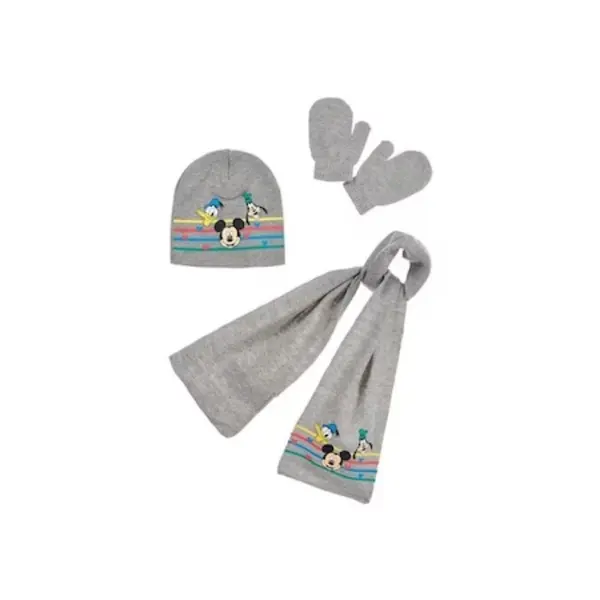 Set caciula, fular si manusi, gri, Mickey Mouse Engros