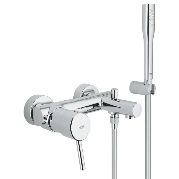Set cada Grohe Concetto, cartus ceramic, 1/2, limitator debit, diverter, para dus inclusa, protectie reflux, Crom