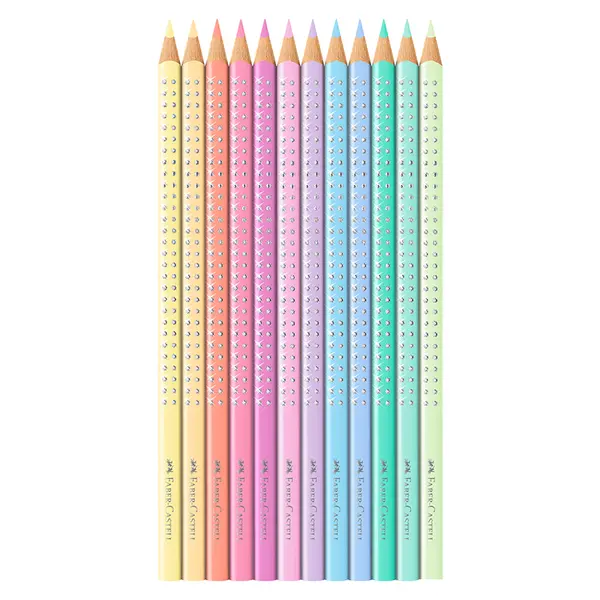 Set Cadou 12 Creioane Colorate Pastel Sparkle Faber-Castell