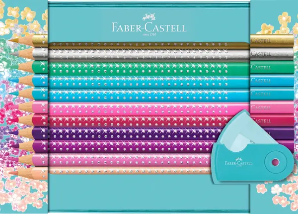 Set cadou 20 cr color sparkle + asc. sleeve Faber-Castell Set cadou 20 cr color sparkle + asc. sleeve Faber-Castell