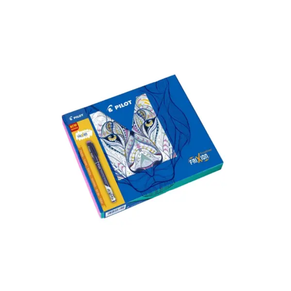 Set cadou 5 Frixion fineliner (negru, rosu, roz, portocaliu, galben) + carte de colorat Set cadou 5 Frixion fineliner (negru, rosu, roz, portocaliu, galben) + carte de colorat