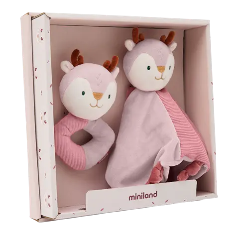 Set cadou bebe - zornaitoare si paturica moale de atasament Caprioara, de la 0 luni
