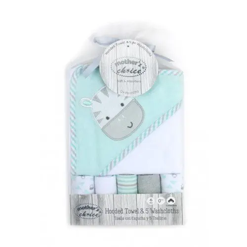 Set cadou bebelusi prosop cu gluga si 5 mini prosopele zebra