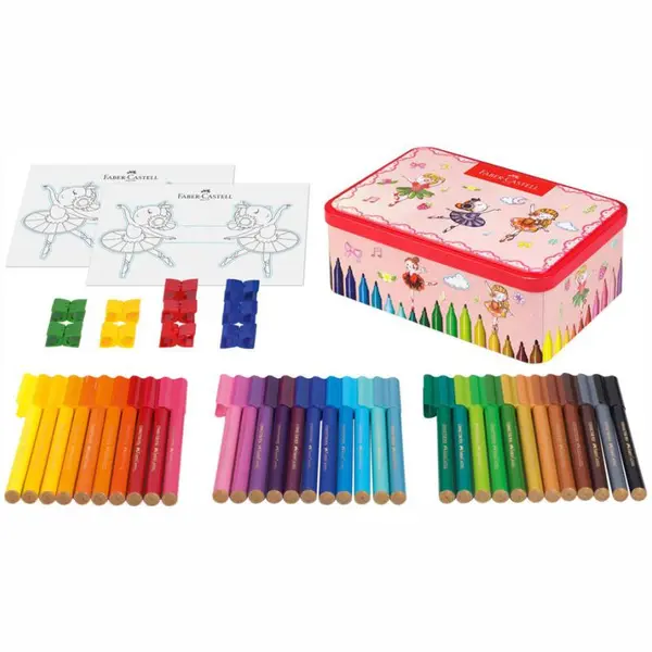 Set cadou carioci Connector, cutie balerina, 33 culori, Faber-Castell