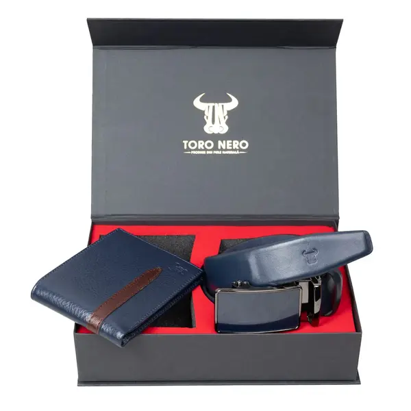 Set cadou portofel + curea din piele pentru barbati Atilla - 120 cm