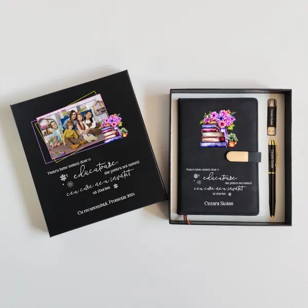 Set Cadou Sijia Personalizat GPK31 Negru cu Auriu