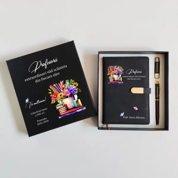 Set Cadou Sijia Personalizat GPK32 Negru cu Auriu