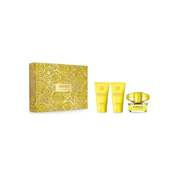 Set cadou Versace Yellow Diamond pentru femei Volum 50 ml EDT + 50 ml loțiune de corp + 50 ml gel de duș