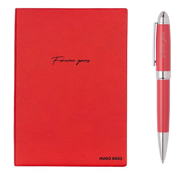 Set caiet și pix Hugo Boss - Forever Yours, A5, roșu