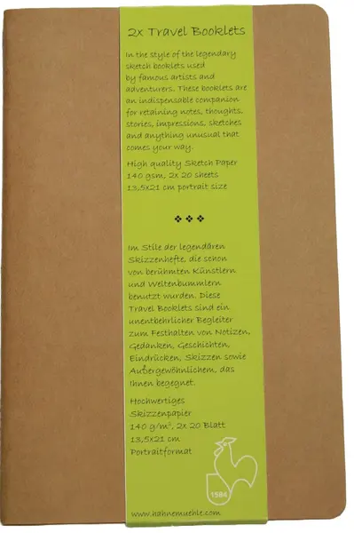 Set caiete de schițe Hahnemuhle Travel Booklets - 13.5 x 21 cm, 2 bucăți, 20 de coli