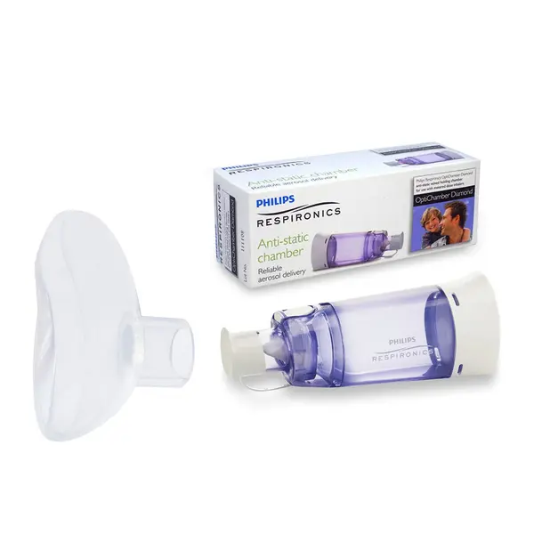 Set Camera de inhalare 1- 5 ani Philips Respironics Optichamber Diamond, cu masca M compatibila, din silicon