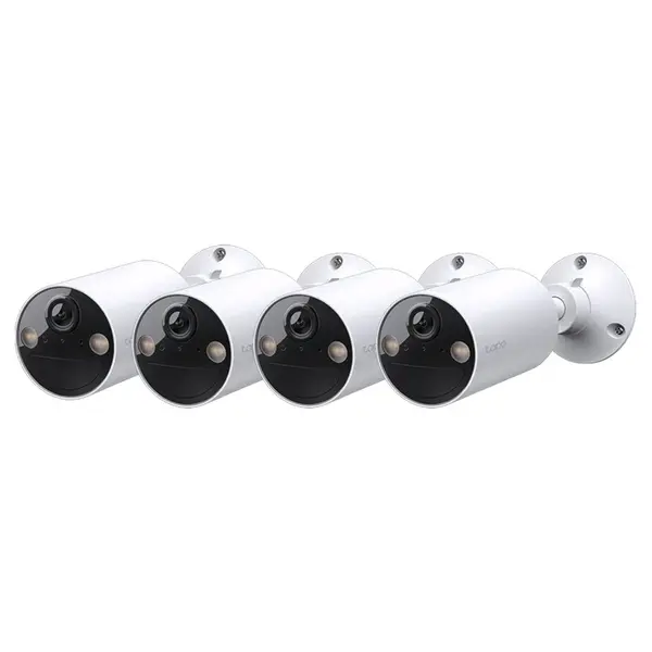 Set camera de supraveghere wireless IP WiFi cu acumulator si iluminare duala TP-Link Full Color Tapo C410, 3 MP, 3.17 mm, IR/lumina alba 9.1 m, microfon si difuzor, slot card, detectie miscare, sirena, control din aplicatie, 4 bucati