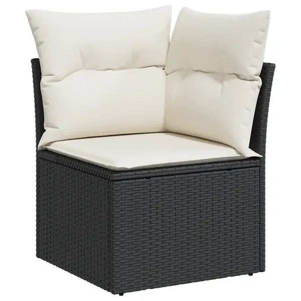 Set canapea gradina 8 piese cu perne negre polirat acacia, canapea gradina cu 2 locuri si depozitare & perne negre polirat, set dining gradina 3 piese cu perne negre polirat acacia