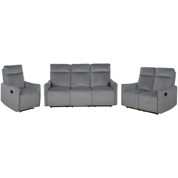 Set Canapea Și Fotolii, textil, gri închis
