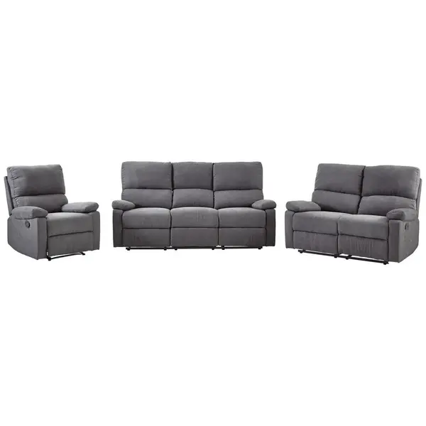 Set Canapea Și Fotolii, textil, gri închis