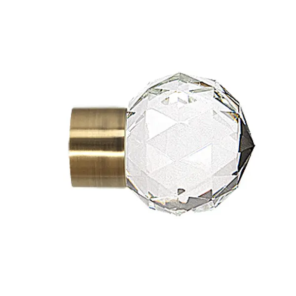 Set capat decorativ pentru galerie 19 mm kula cristal aur antic 2 bucati