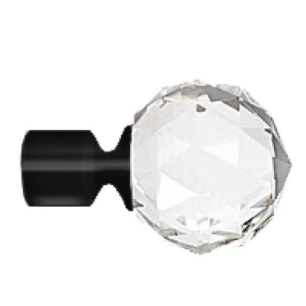 Set capat decorativ pentru galerie 19 mm kula cristal negru 2 bucati