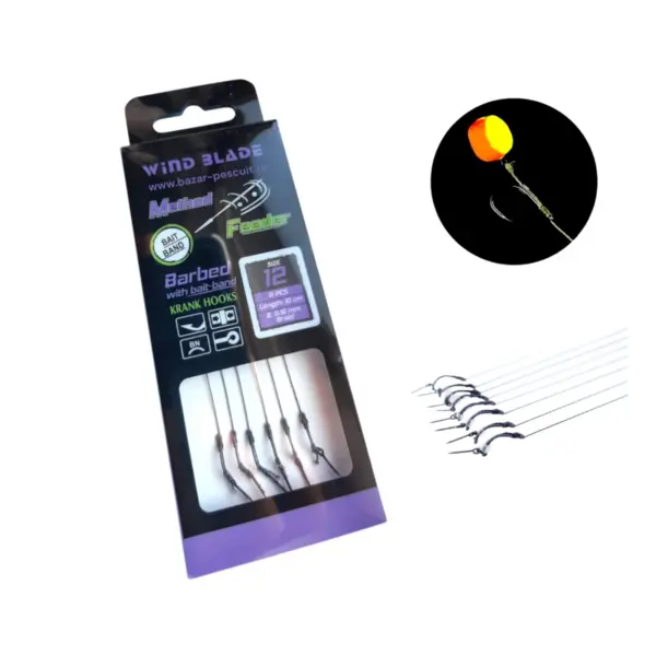 Set carlige legate cu spin de 10 cm, carlig 12, fir textil de 0.16 mm