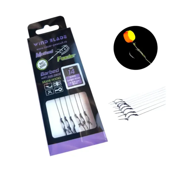 Set carlige legate cu spin de 10 cm, carlig 14, fir textil de 0.16 mm