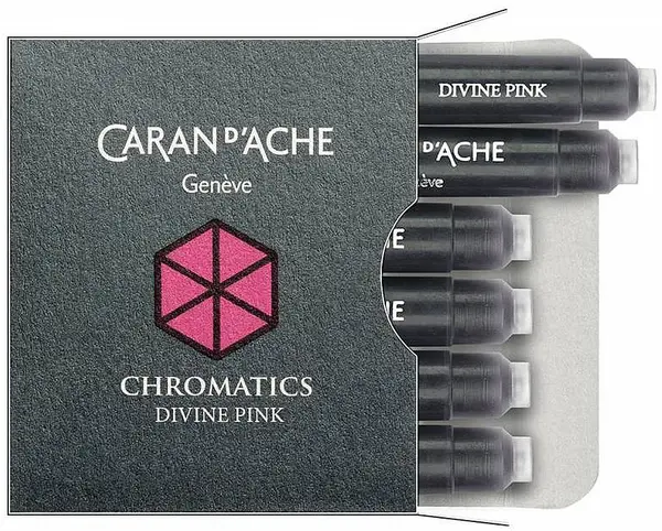 Set cartuse pentru stilou Caran d'Ache Chromatics - Divine Pink, 6 bucati