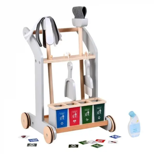 Set Carucior de Curatenie de Lemn Copii Montessori - Nurio