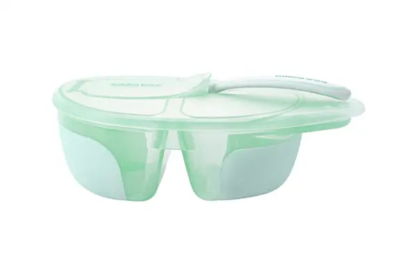 Set Castron cu 2 compartimente si lingurita KikkaBoo Tasty Mint