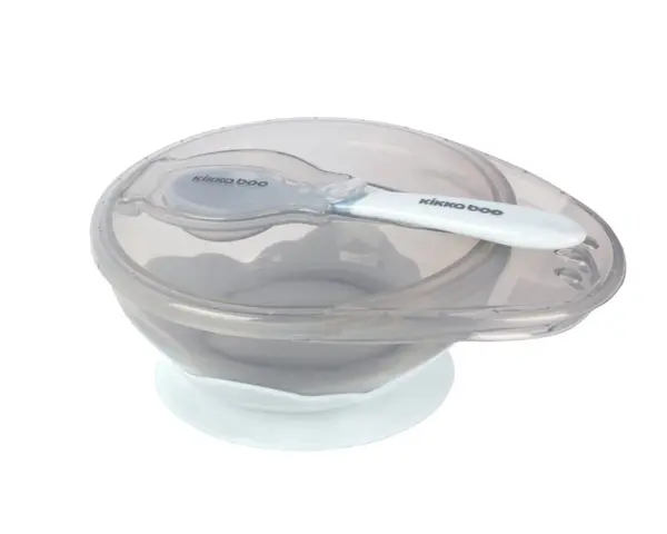 Set castron cu ventuza si lingurita KikkaBoo Blue,capacitate 250ml,fara bpa,compartiment pentru lingurita