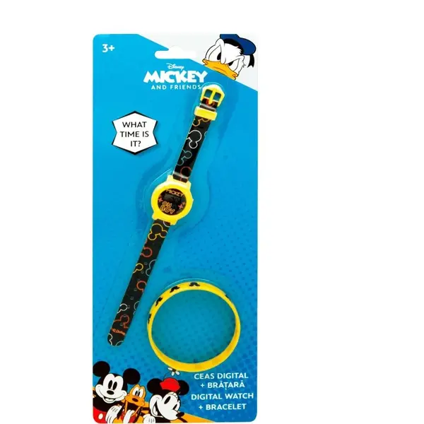 Set ceas digital pentru copii plus bratara, multicolor, Disney, Mickey Mouse Engros
