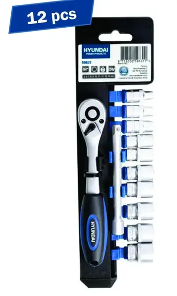 Set chei clichet tubulare Hyundai HY-59631, 12 piese