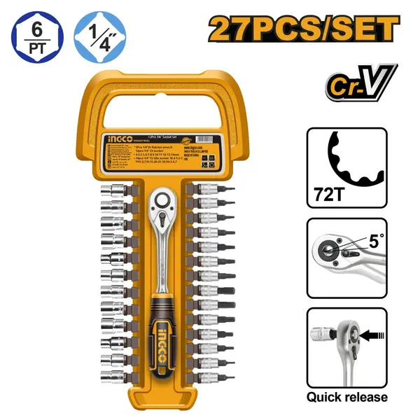 Set Chei Tubulare Clichet 1/4 27buc
