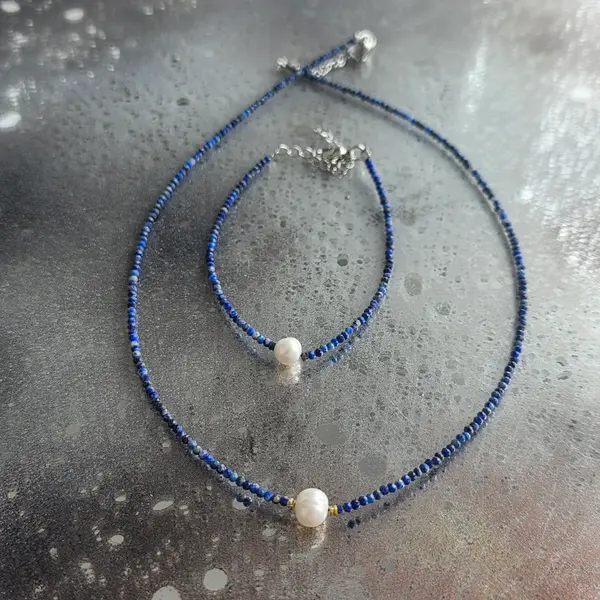 Set colier si bratara din lapis lazuli