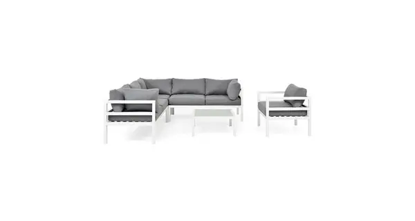 Set coltar 5 piese MADRID lungime 220 latime 220 inaltime 74 alb cu gri