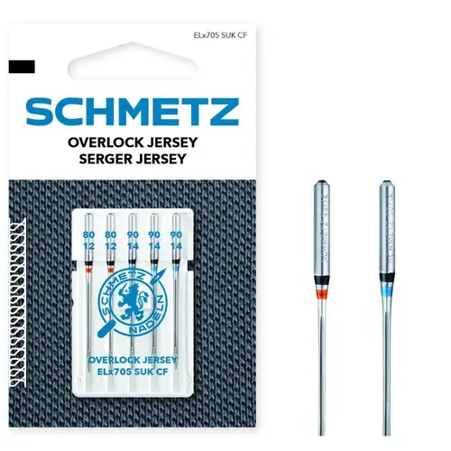 Set combinat 5 ace de surfilat pentru tricot, finete 80-90, Schmetz ELX705 SUK CF VZS