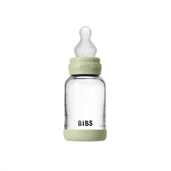 Set complet biberon din sticla anticolici cu tetina din silicon flux lent 120 ml Sage